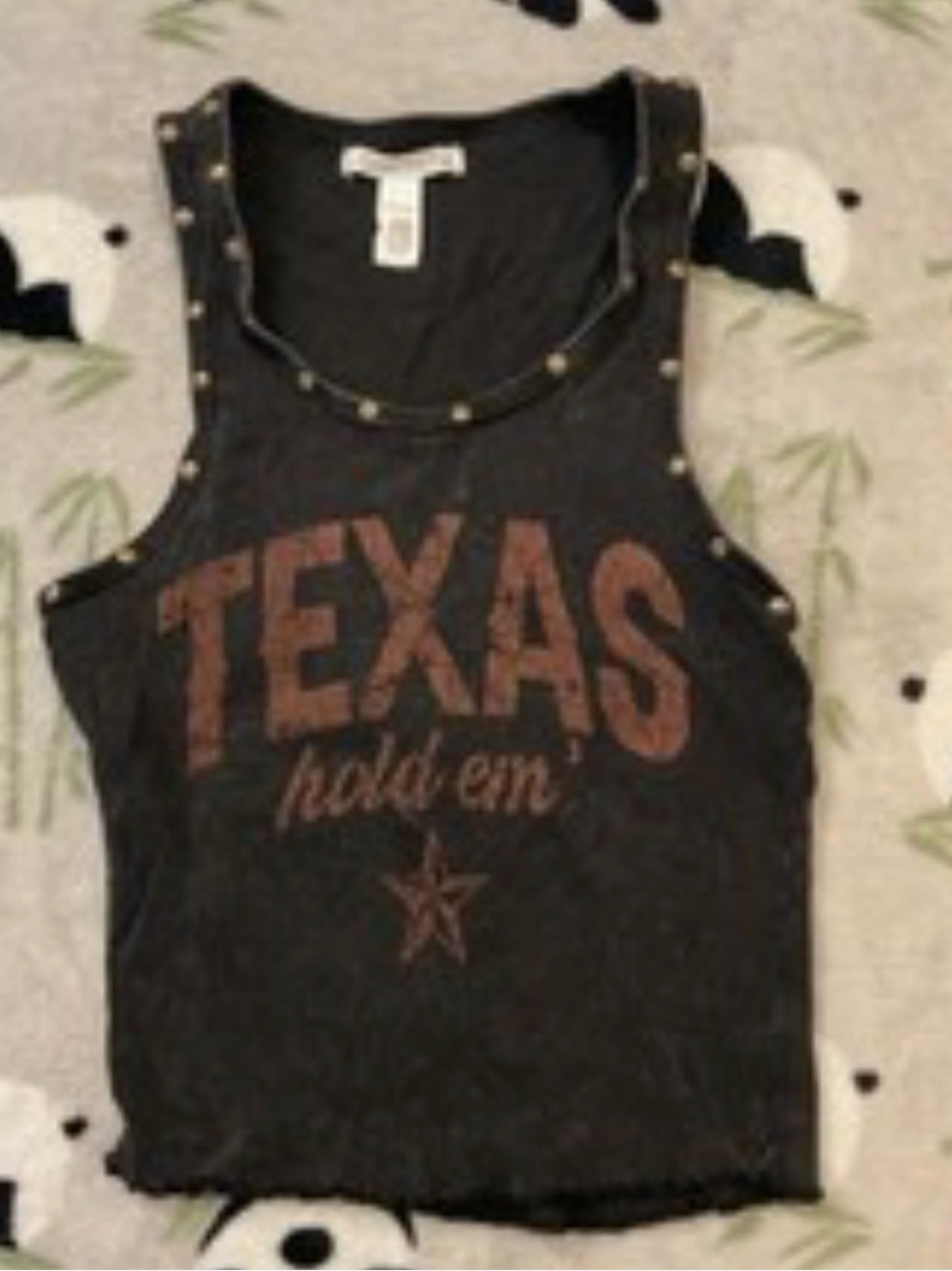 Full Tilt Black Muscle Tee with Brown Texas Graphic and Studs